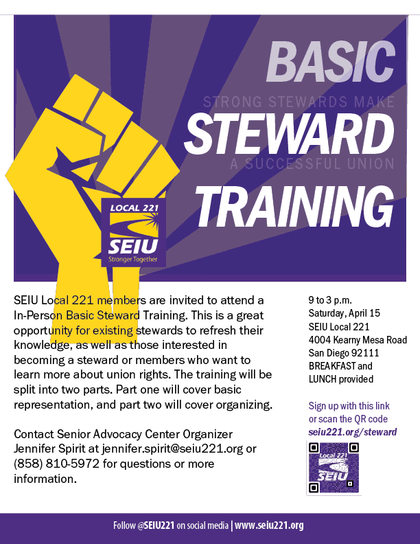 Improve your Union knowledge at Steward training on April 15