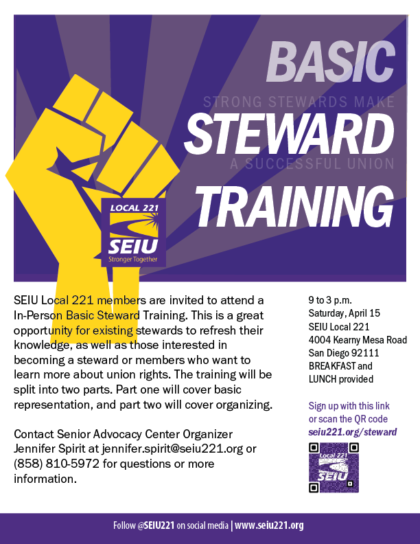 Improve your Union knowledge at Steward training on April 15
