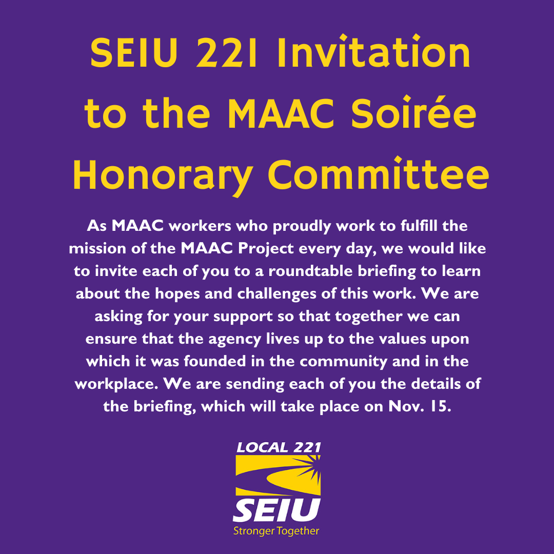 SEIU 221 Invitation to the MAAC Soirée Honorary Committee